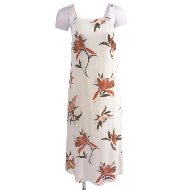 Ivory Floral Midi Dress Trendy Shift Midi Dress