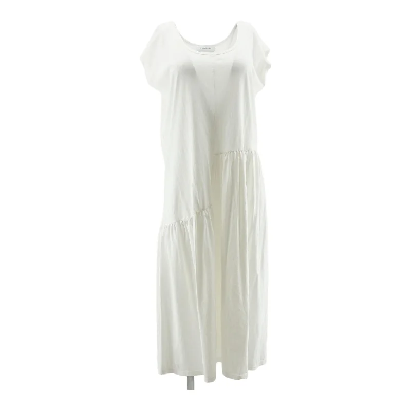 Ivory Solid Midi Dress Fashionable Pleated Midi Dress