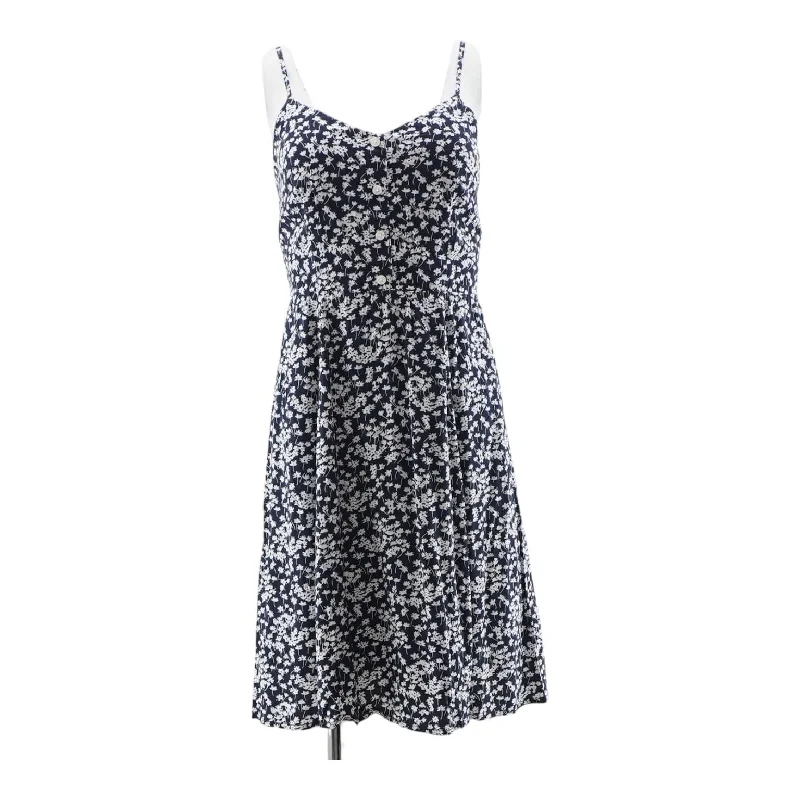 Navy Floral Midi Dress Comfortable Wrap Midi Dress