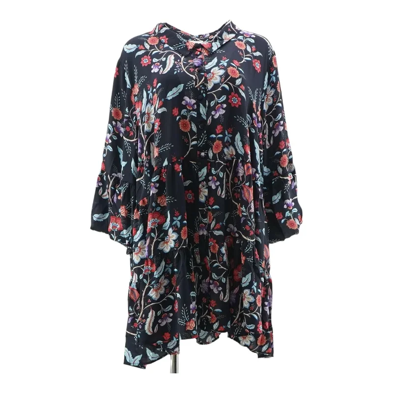 Navy Floral Midi Dress Comfortable Floral Print Midi Dress