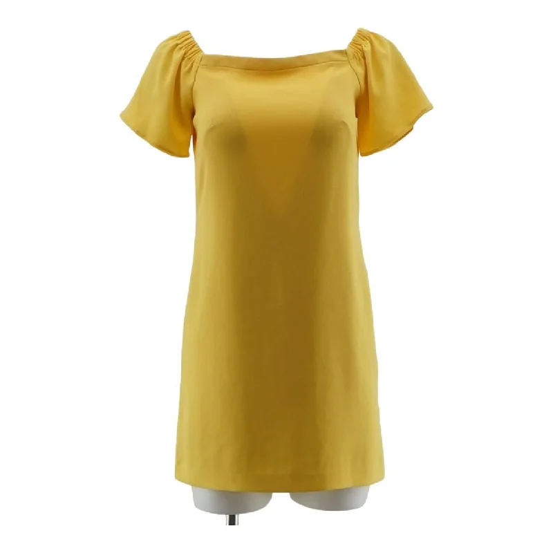 Orange Solid Midi Dress Comfortable Empire Waist Midi Dress