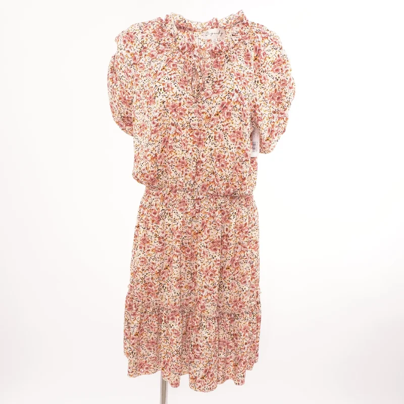Peach Floral Midi Dress Comfortable Wrap Midi Dress
