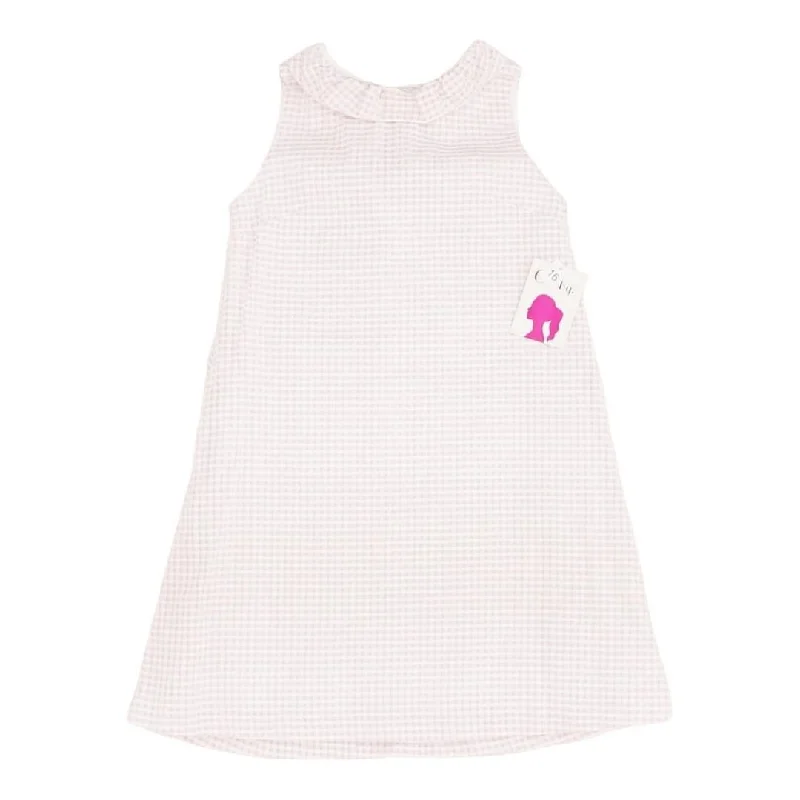 Pink Check Midi Dress Comfortable Ribbed Midi Dress