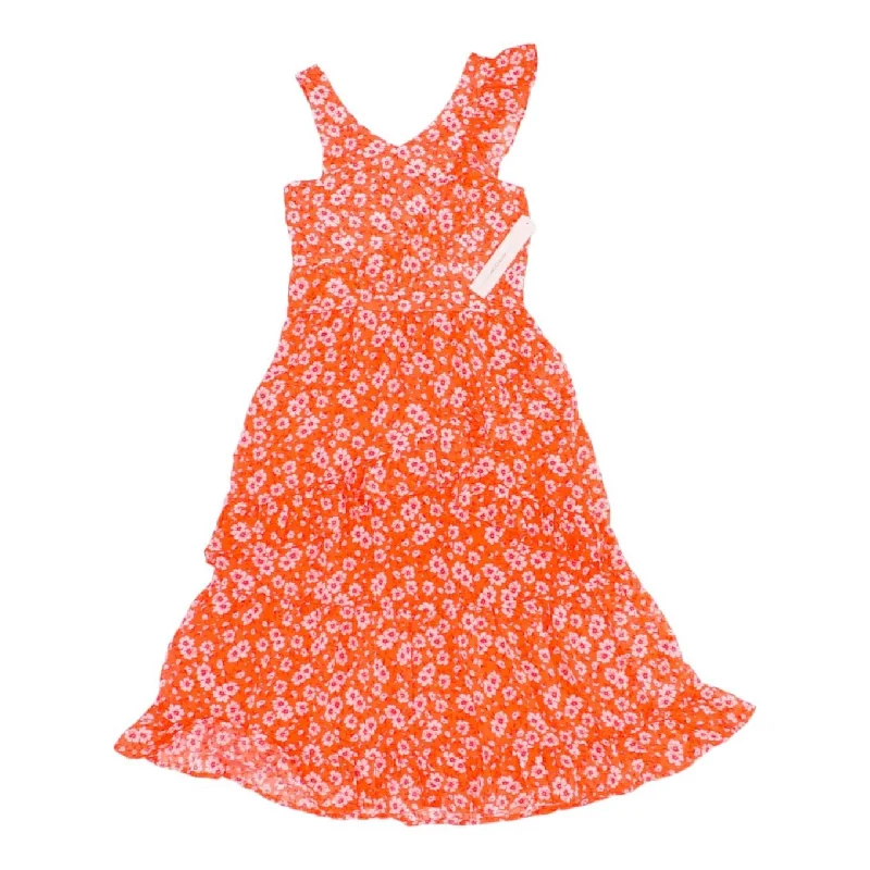 Pink Floral Midi Dress Comfortable Lace-Up Midi Dress