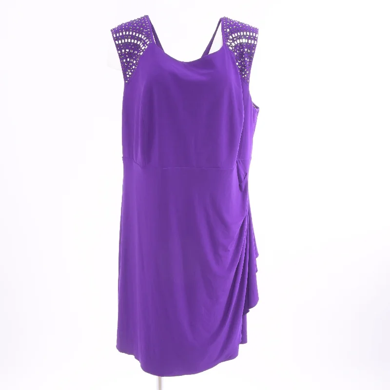 Purple Solid Midi Dress Comfortable Deep V Midi Dress