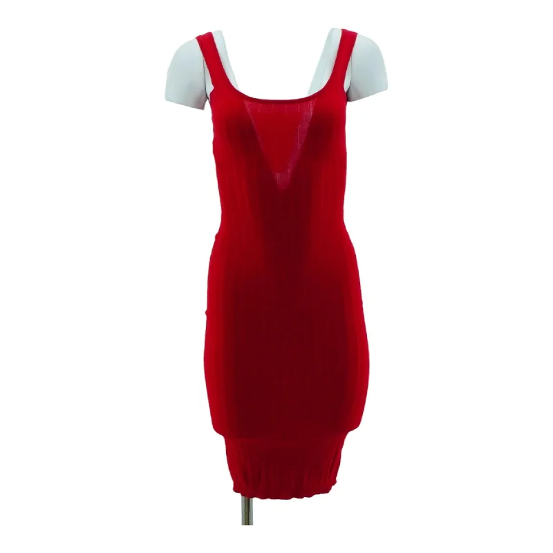 Red Solid Midi Dress Chic Off-Shoulder Midi Dress