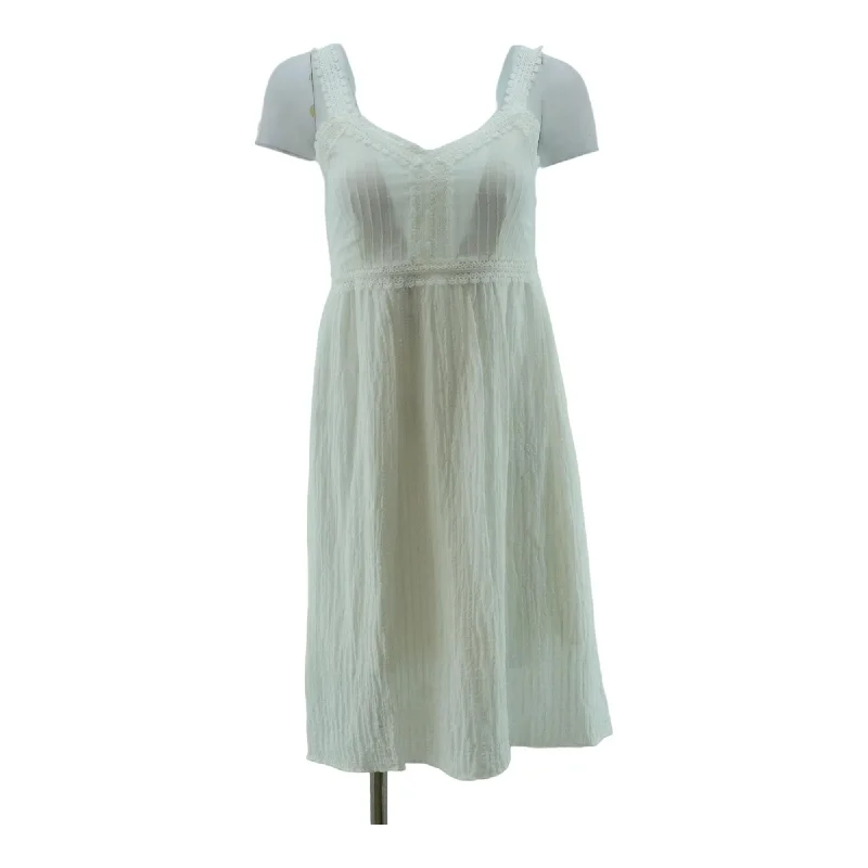 White Solid Midi Dress Trendy Tiered Hem Midi Dress