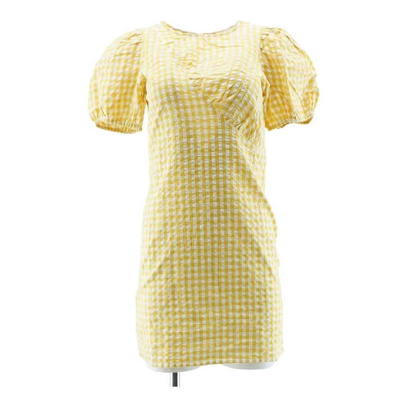 Yellow Check Midi Dress Chic Off-Shoulder Midi Dress