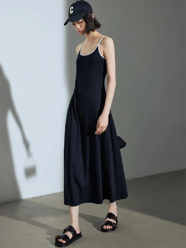 Basic Midi Dress Comfortable Button Front Midi Dress