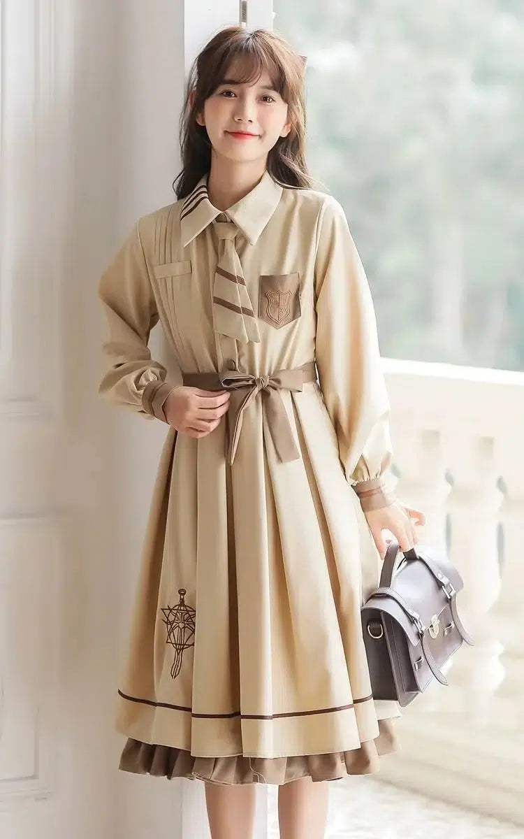 Light Academia Uniform Midi Dress Fashionable Chiffon Midi Dress