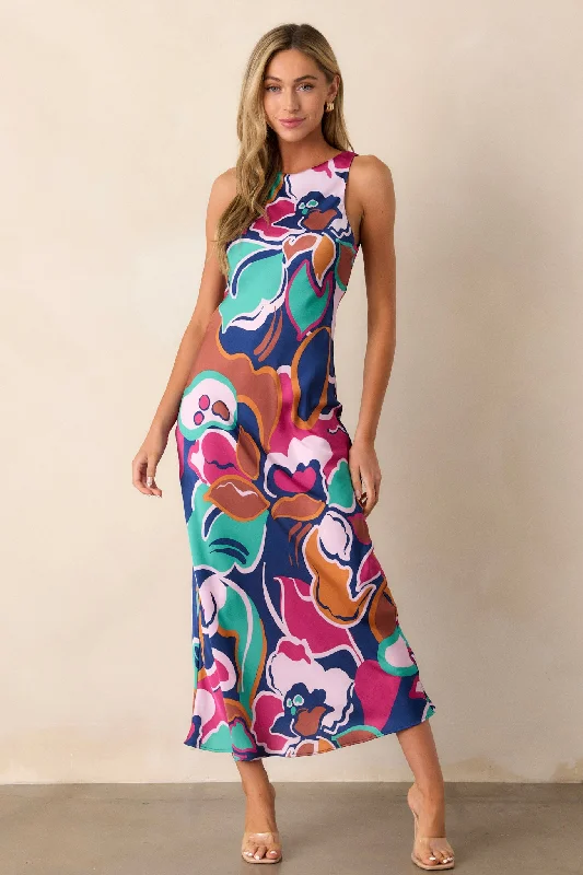 MINKPINK Lottie Abstract Floral Bias Midi Dress Fashionable Wide Leg Midi Dress