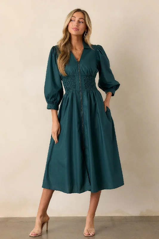 Shift in Perspective Forest Green Midi Dress Stylish Tiered Midi Dress