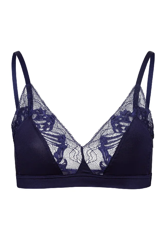 Eva Lace-Trim Soft Cup Bra | Evening Blue 70916-2621 Elegant Lace Bralette