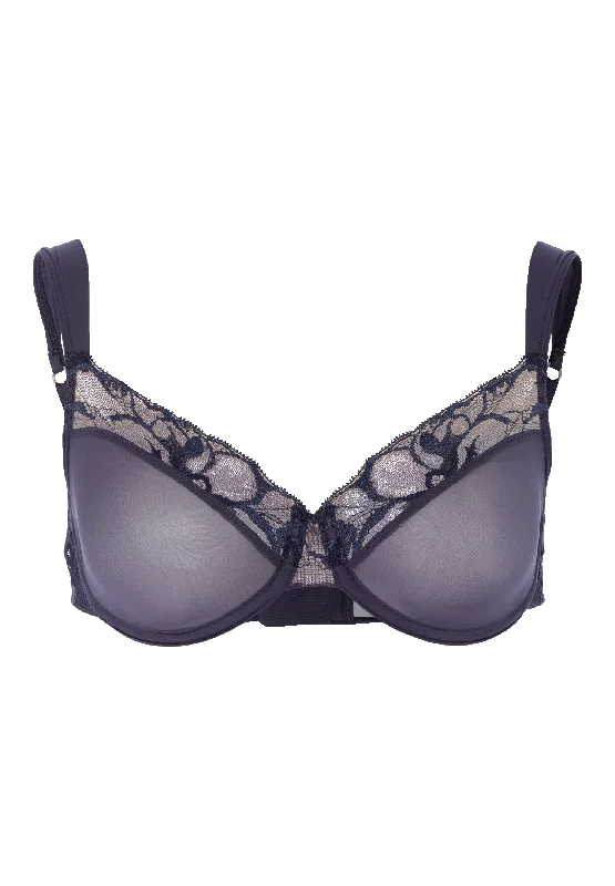 Manolya Underwire Bra | Purple Grey 72418-1468 Trendy Lace Bra