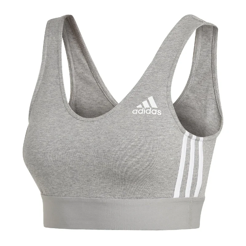 adidas Women's Must Have 3-Stripes Sports Bra Grey Soft Padded Bralette