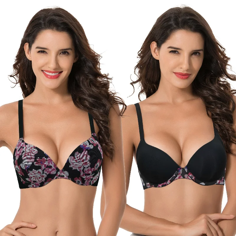 Women's Plus Size Perfect Shape Add 1 Cup Push Up Underwire Bras Push-Up Wireless Bra