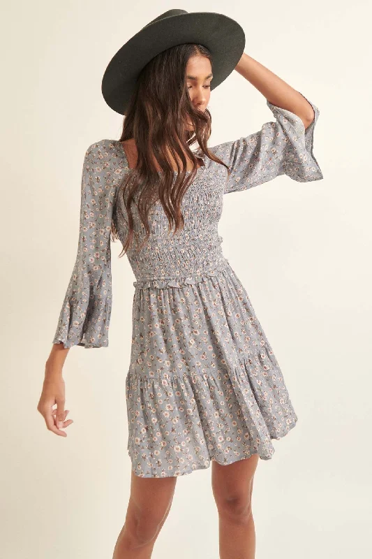 Blooming Meadow Smocked Floral Mini Dress Elegant Lace Mini Dress