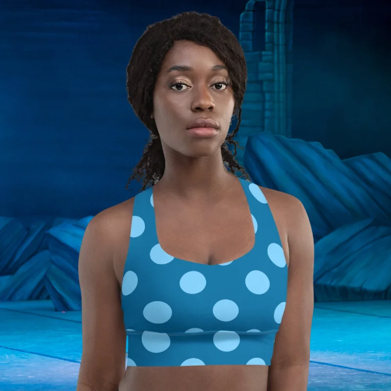 Blue Polka Dots Sports Bra | Fitness Bra, lioness-love Sleek Sports Bra