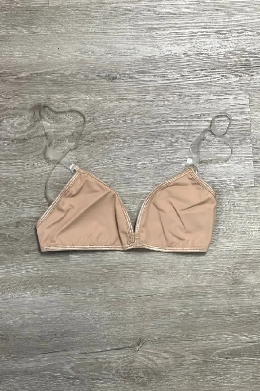 TotalSTRETCH Deep-V Convertible Bra with Clear Adjustable Straps - Nude Ultra-Light Bra