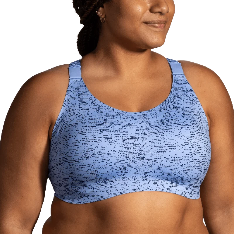 Brooks Dare Racerback Run Bra 2.0 - Blue Lavender Terrain Print Supportive Sports Bra