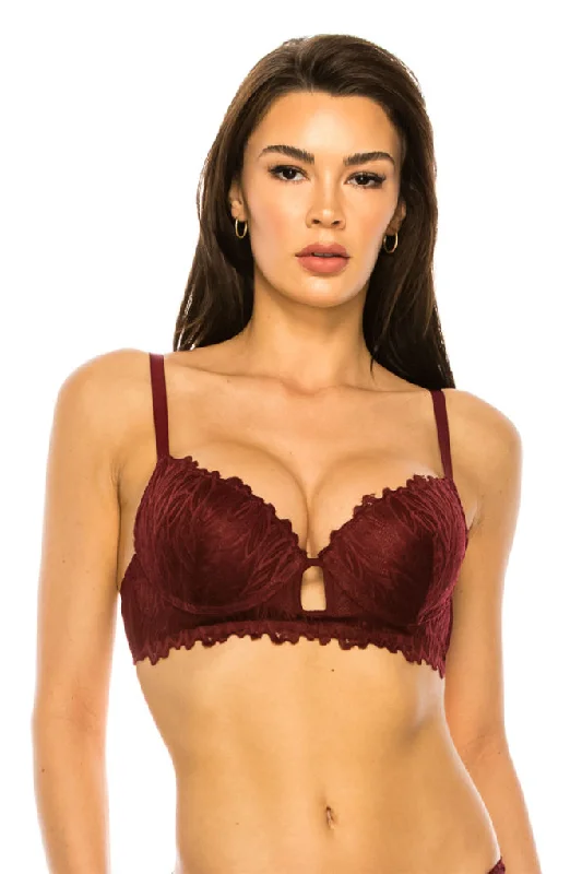 Coverage Lace Trim Bra Soft Mesh Bra