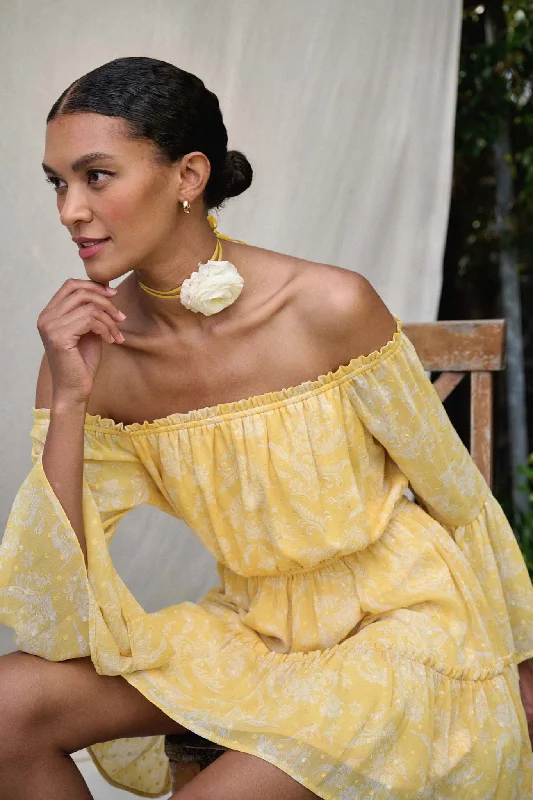 Classical Era Floral Off-Shoulder Mini Dress Chic Sleeveless Mini Dress