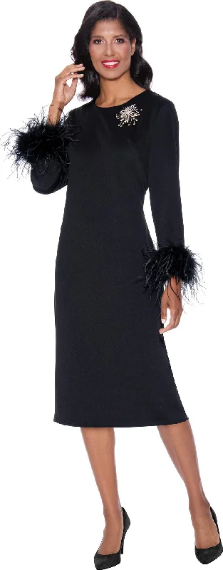 Divine Apparel SL1871 Formal Long Sleeve Midi Dress Comfortable Fit-and-Flare Midi Dress