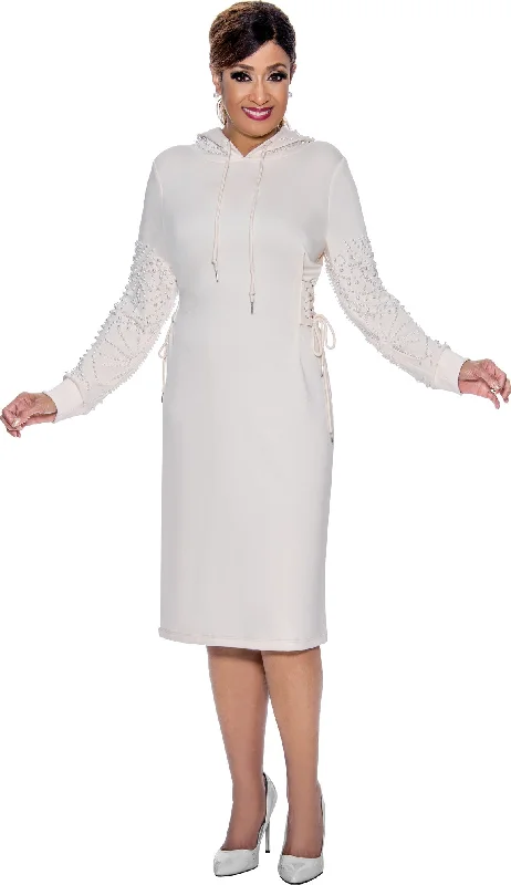 Divine Apparel DCC521 Hoody Midi Dress Long Sleeve Elegant Puff Sleeve Midi Dress