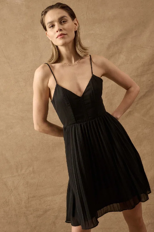 Enchanted Evening Accordion-Pleated Mini Dress Classic Shift Mini Dress