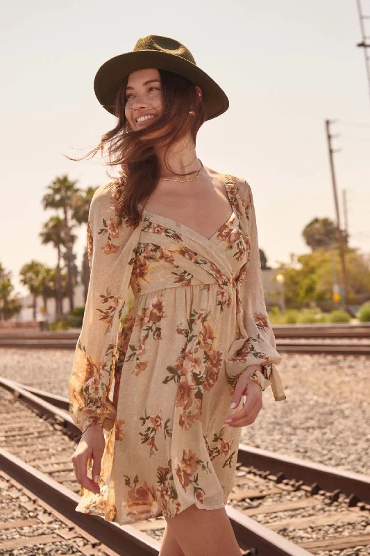 Enchanting Blooms Floral Chiffon Mini Dress Elegant Floral-Print Mini Dress