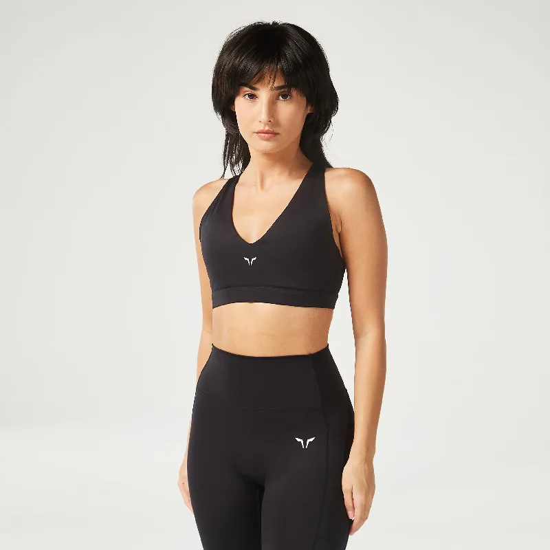 Essential Adjustable Mid Impact Bra - Black Smooth Push-Up Bra