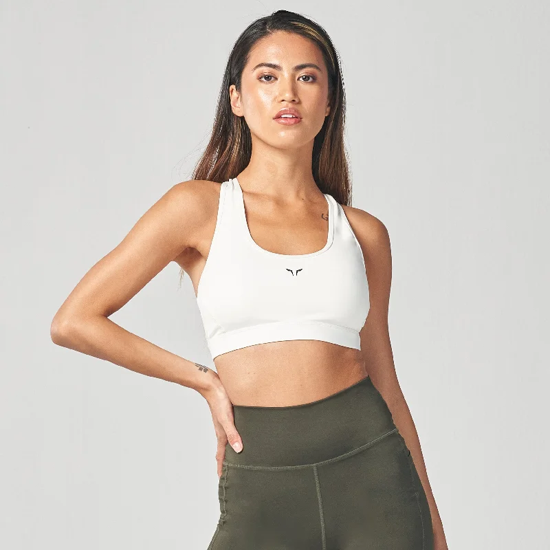 Essential Medium Impact Bra - Pearl White Breathable Comfort Bra