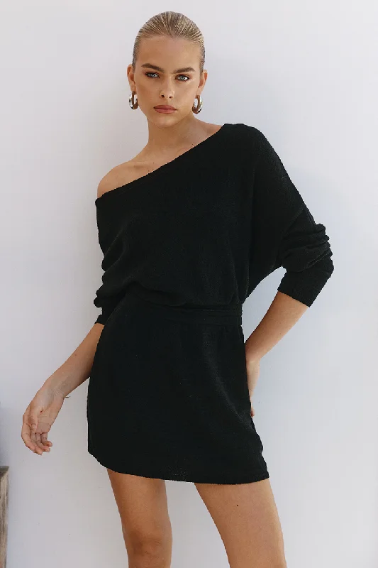 Florida Mini Dress Black Fashionable Boho-Chic Mini Dress