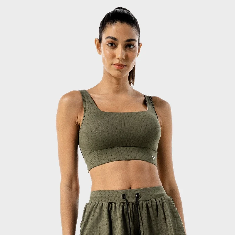 Flux Bra - Khaki & White High-Cut Bra Design