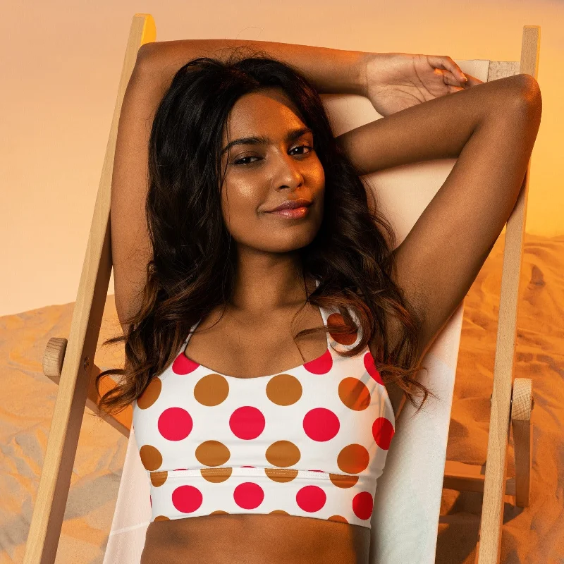 Gold and Pink Polka Dots Sports Bra | Racerback Bra | Training Bra, lioness-love Adjustable Back Bra
