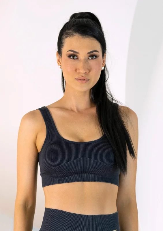 Graphite Ribbed Seamless Sports Bra Classic Wire-Free Bra