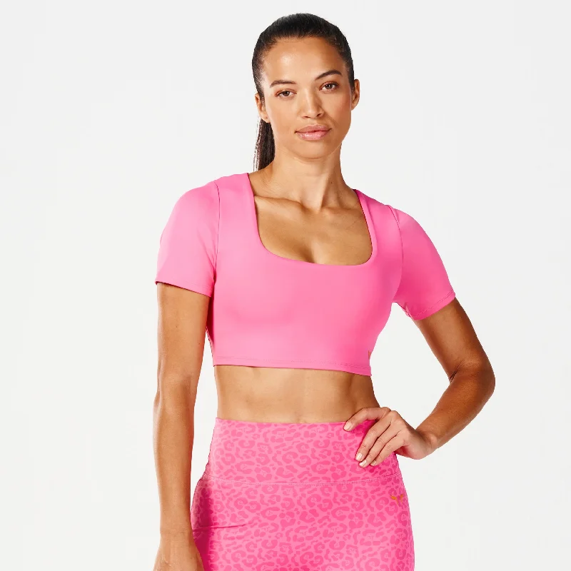 High Impact Built-In Bra Top - Hot Pink Simple Wireless Bra
