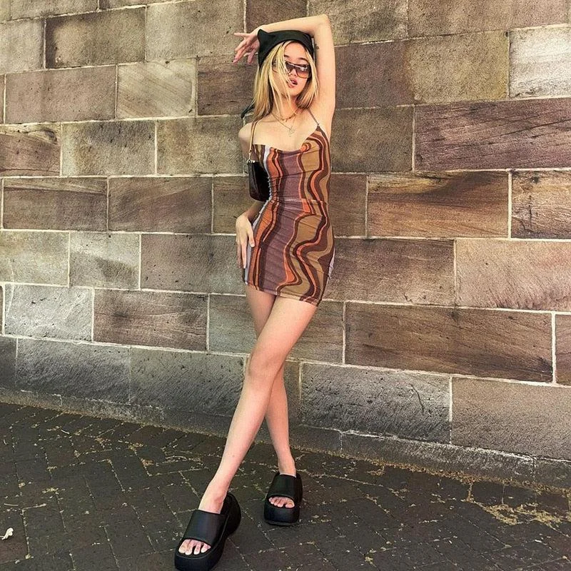 Indie Mesh Bodycon Mini Dress Trendy A-Line Mini Dress