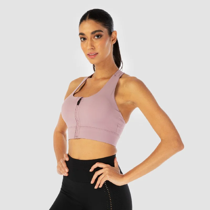 Infinity Zip Up Workout Bra - Elderberry Push-Up Wireless Bra