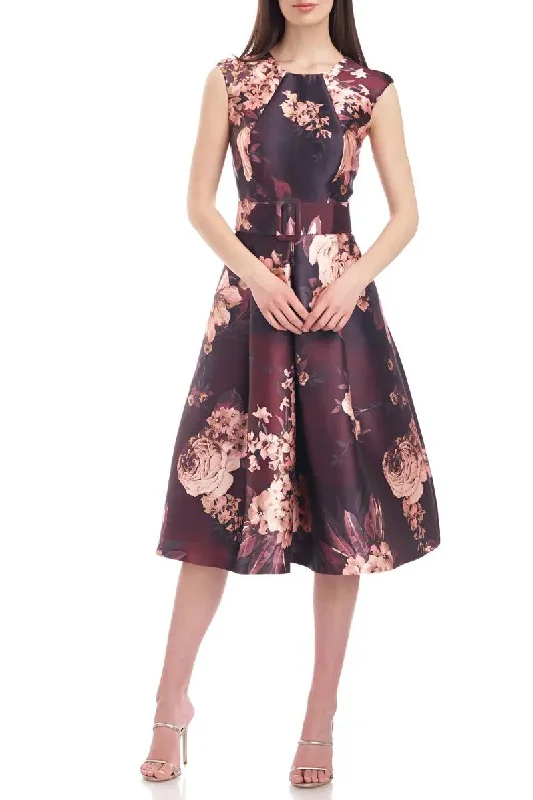 Kay Unger 5515931 Short Cocktail Floral Pleated Midi Dress Trendy Bodycon Midi Dress