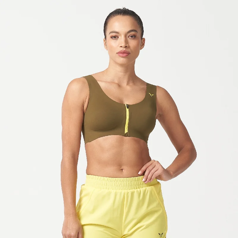 LAB360° Every Day Zip Up Bra - Dark Olive Push-Up Wireless Bra