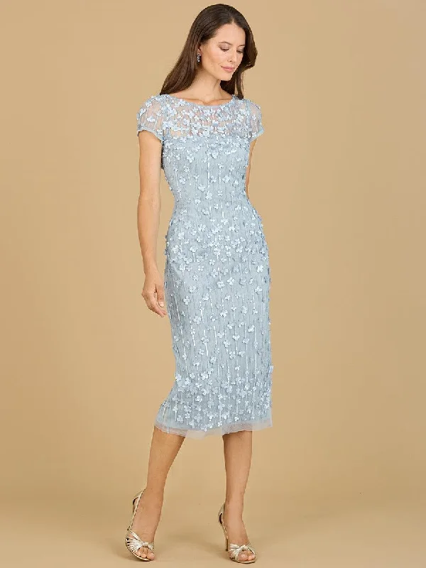 Lara Dresses 29186 Cap Sleeve Cocktail Midi Dress Trendy A-Line Midi Dress