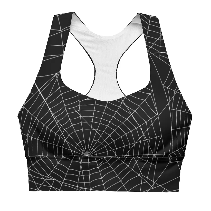 Cool Spider Web Longline Sports Bra, lioness-love Elegant Lace Bralette