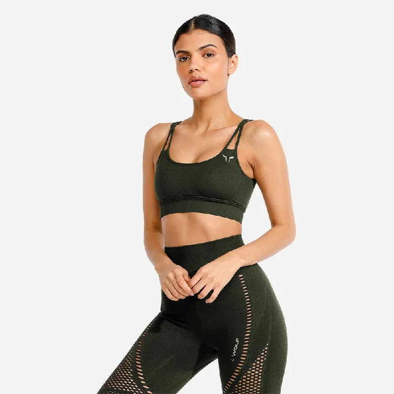 Meta Sports Bra - Khaki Feminine Lace Bra