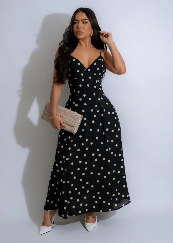 Midnight Whimsy Midi Dress Black Trendy Long Sleeve Midi Dress