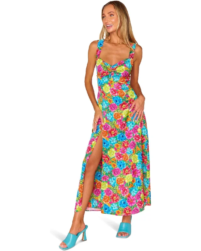 Show Me Your MuMu Mina Midi Dress BRIGHT FLORAL SOIREE Fashionable High-Neck Midi Dress