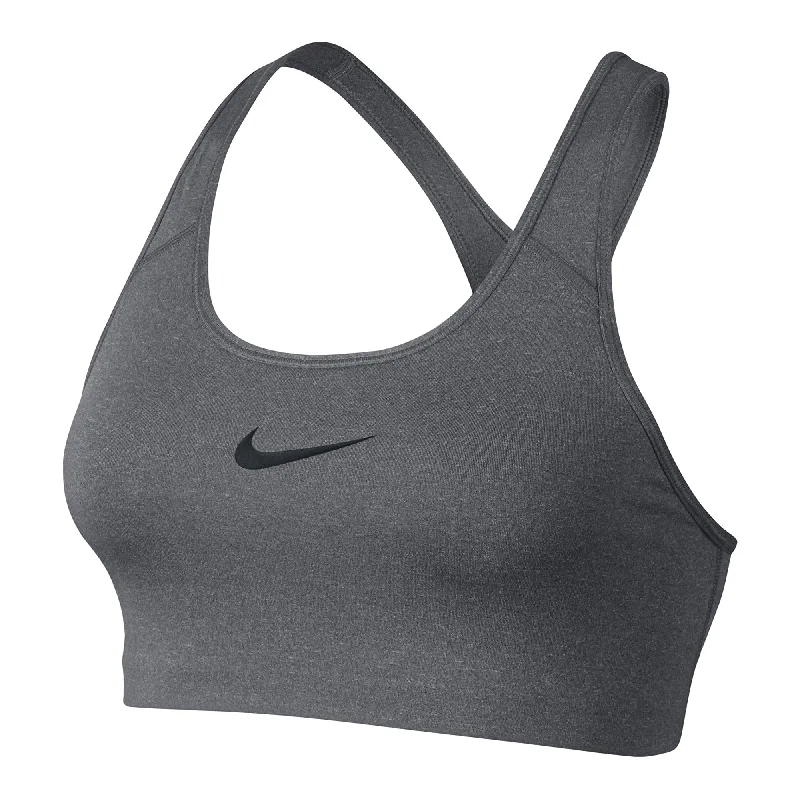 Nike Women's Classic Swoosh Sports Bra Carbon Heather/Black Soft Cotton Bra