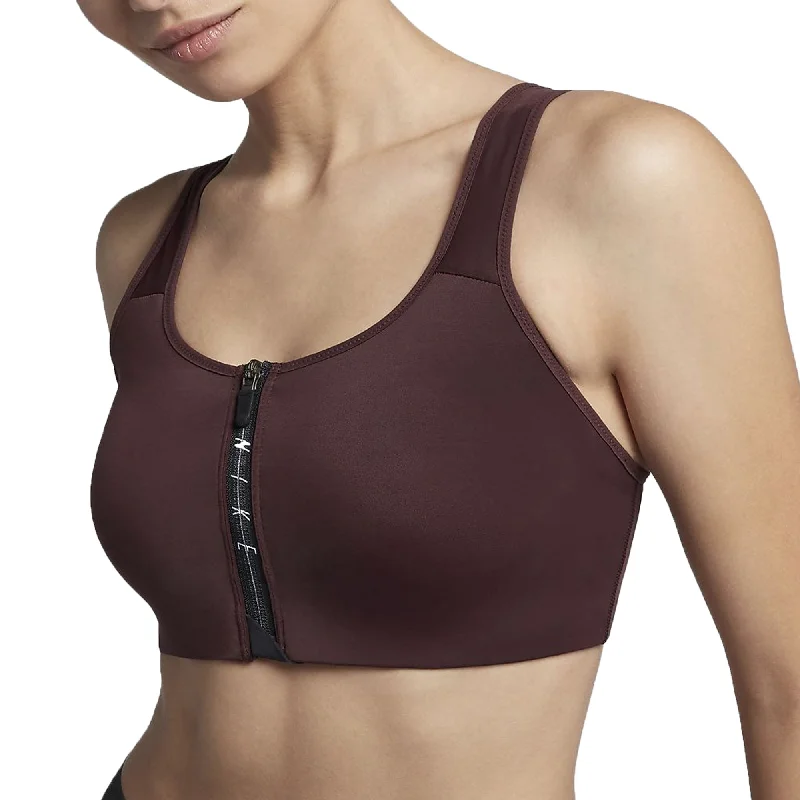 Nike Women's Shape Zip Sports Bra Burgundy Crush/Black Comfortable Active Bra