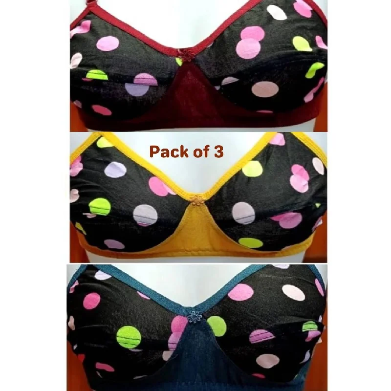 Non-Padded Capri Bra Non-Wired Cotton Bra Under Belt Bra Soft Cotton Jersey Stuff Capri Bra Pack of 3 Supportive Wireless Bra
