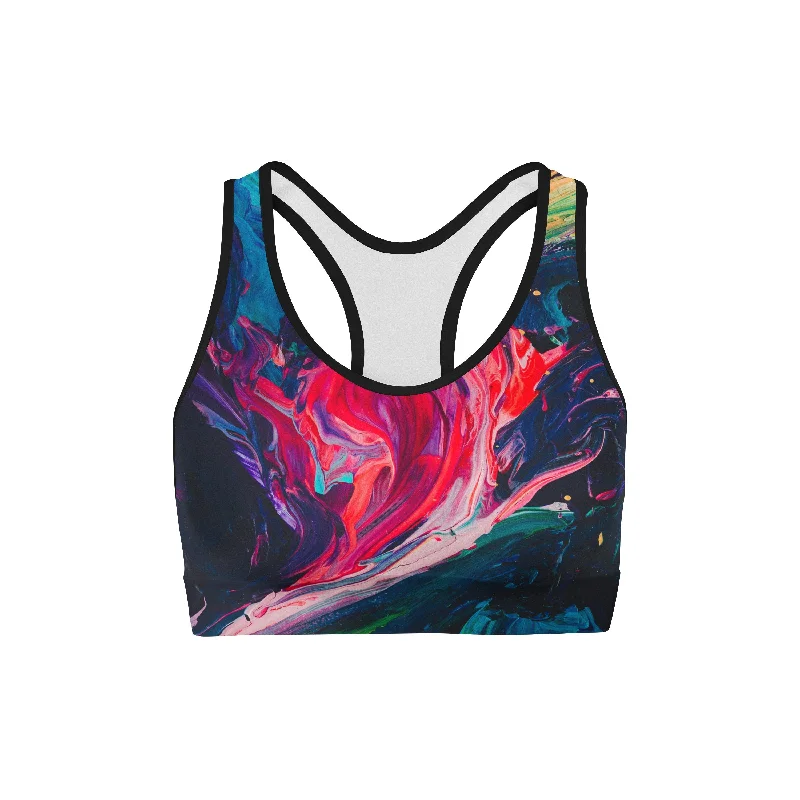 Paint Stroke Sports Bra Wireless Lace Bra